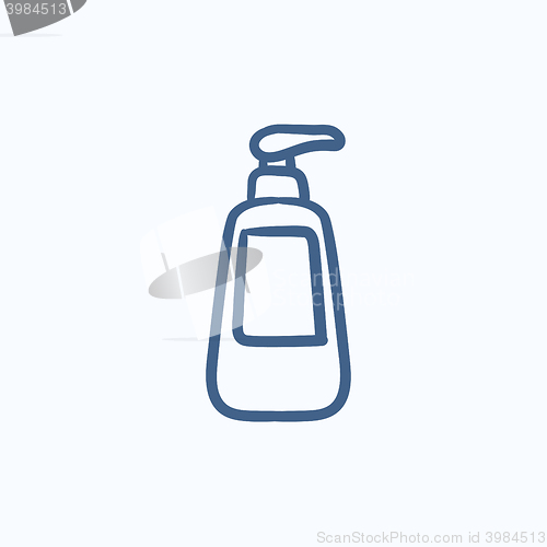 Image of Bottle with dispenser pump sketch icon.