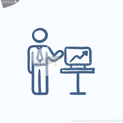 Image of Business presentation sketch icon.