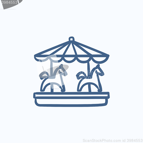 Image of Merry-go-round with horses sketch icon.