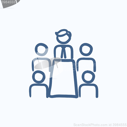 Image of Business meeting in the office sketch icon.