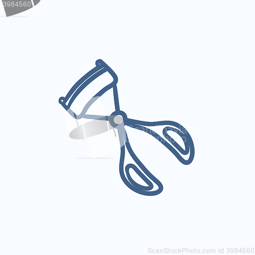 Image of Eyelash curler sketch icon.