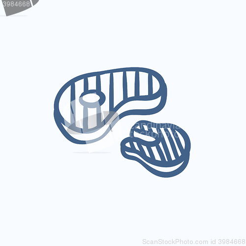 Image of Grilled steak sketch icon.