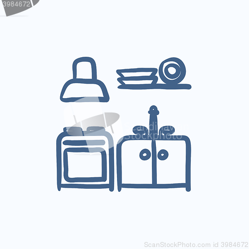 Image of Kitchen interior sketch icon.