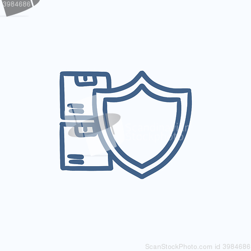 Image of Cargo insurance sketch icon.