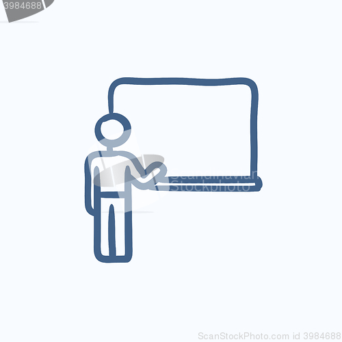 Image of Professor pointing at blackboard sketch icon.