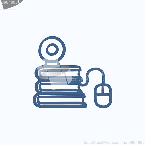 Image of Online education sketch icon.