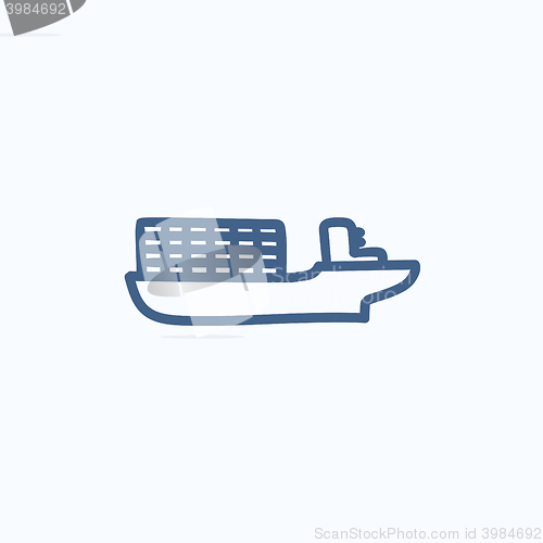 Image of Cargo container ship sketch icon.