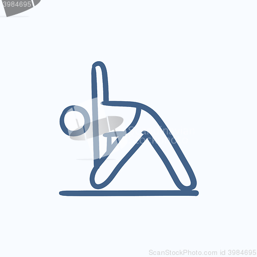 Image of Man practicing yoga sketch icon.