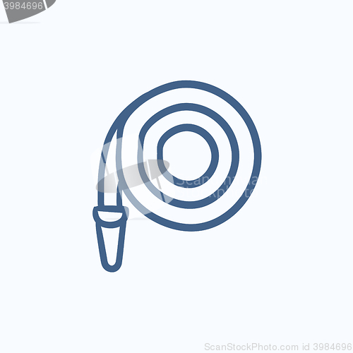 Image of Firefighter hose sketch icon.