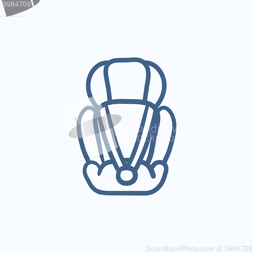 Image of Baby car seat sketch icon.