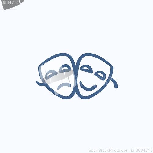 Image of Two theatrical masks sketch icon.