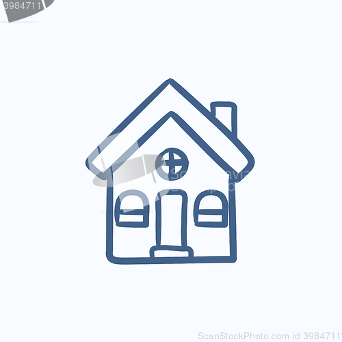 Image of Detached house sketch icon.