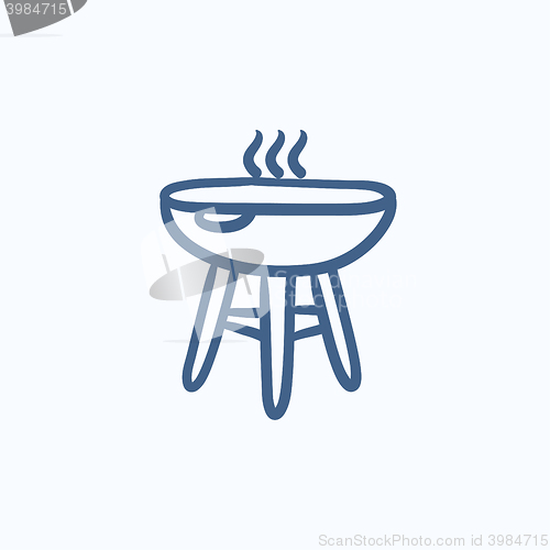 Image of Kettle barbecue grill sketch icon.