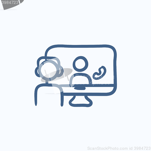 Image of Online education sketch icon.