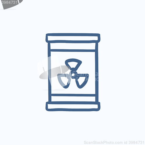 Image of Barrel with ionizing radiation sign sketch icon.