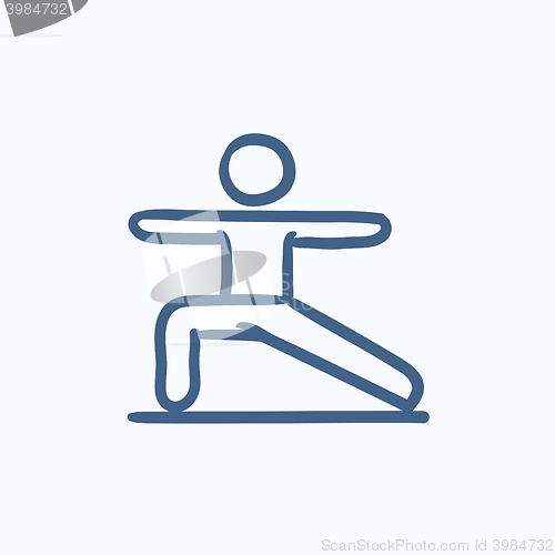 Image of Man practicing yoga sketch icon.