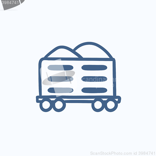 Image of Cargo wagon sketch icon.