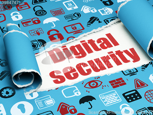 Image of Safety concept: red text Digital Security under the piece of  torn paper