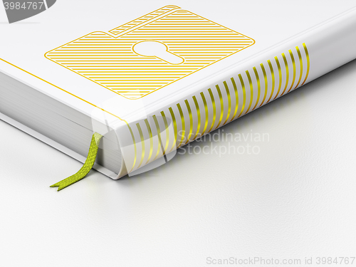 Image of Business concept: closed book, Folder With Keyhole on white background