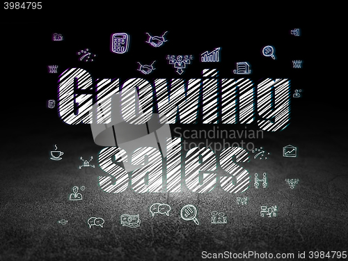 Image of Finance concept: Growing Sales in grunge dark room