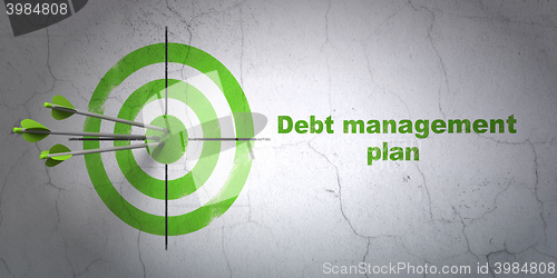 Image of Business concept: target and Debt Management Plan on wall background