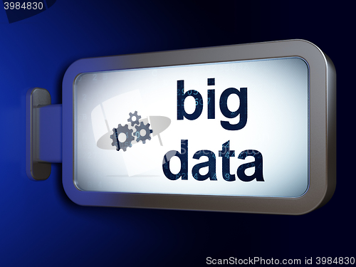 Image of Data concept: Big Data and Gears on billboard background