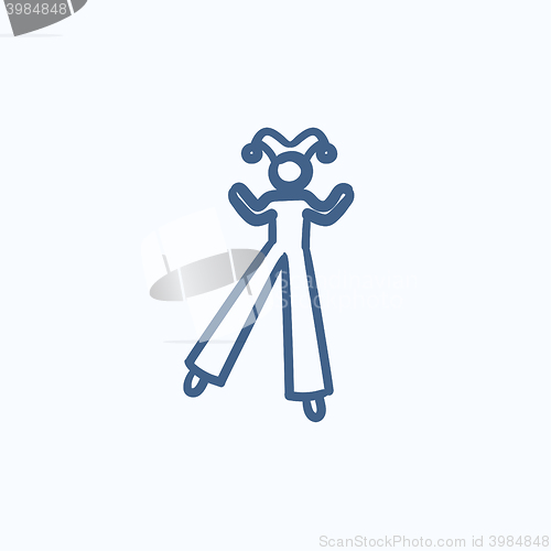 Image of Clown on stilts  sketch icon.