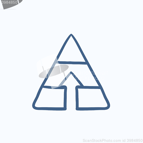 Image of Pyramid with arrow up sketch icon.