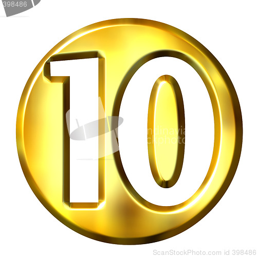 Image of 3D Golden Framed Number 10