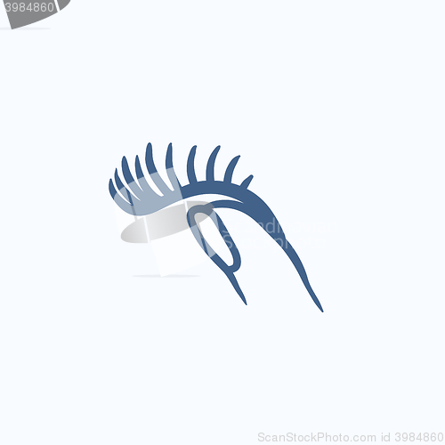 Image of False eyelashes sketch icon.