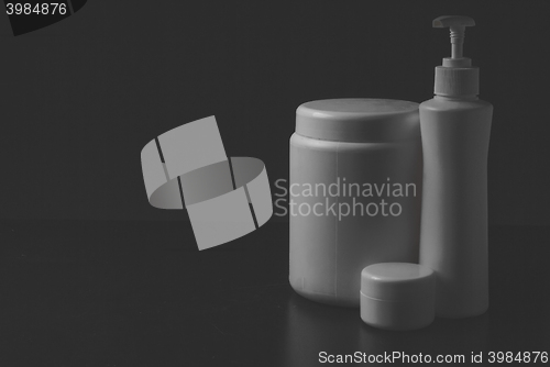 Image of Group of cosmetic bottles isolated on white