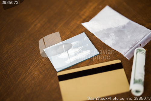 Image of close up of crack cocaine drug dose on mirror