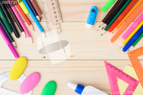 Image of School stationery with notebook copyspace