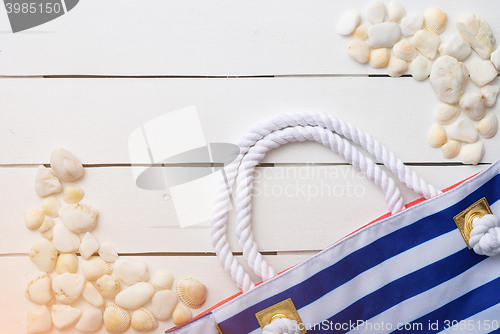 Image of beach accessories on wooden board