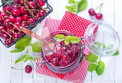 Image of cherry jam and berries