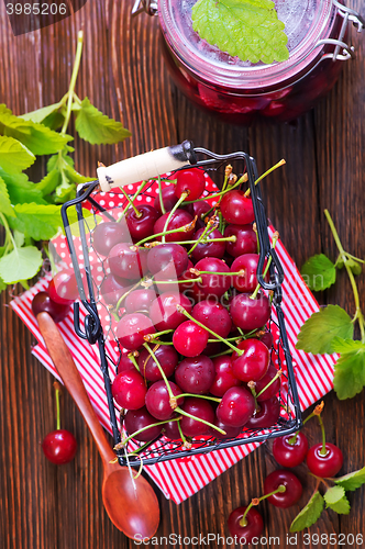 Image of cherry jam and berries