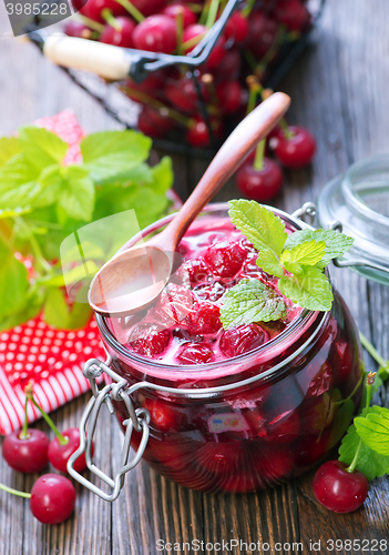 Image of cherry jam and berries