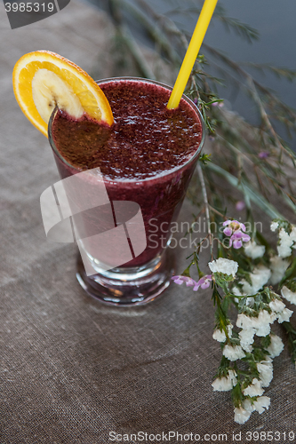 Image of smoothie from blueberry banana and orange juice