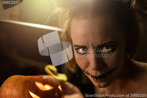 Image of Horrible girl with scary mouth and eyes