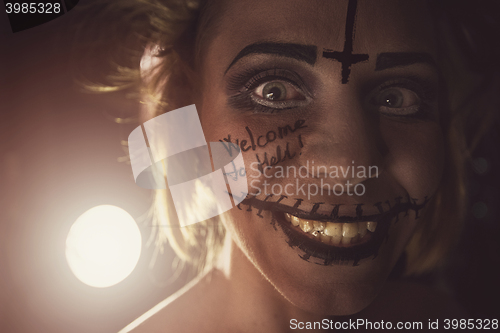 Image of Horrible girl with scary mouth and eyes