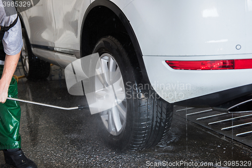 Image of washing car closeup