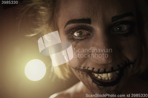 Image of Horrible girl with scary mouth and eyes