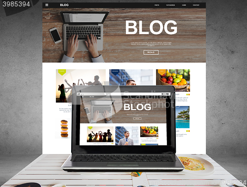 Image of laptop computer with blog web page on screen