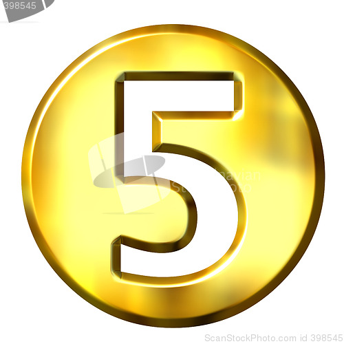 Image of 3D Golden Framed Number 5