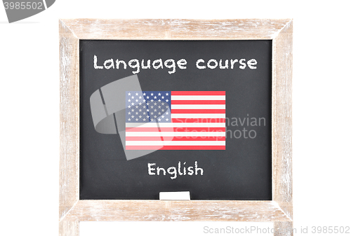 Image of Language course with flag on board