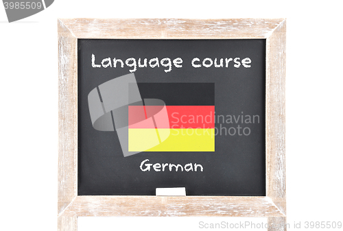 Image of Language course with flag on board