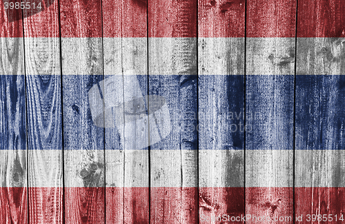 Image of Flag on weathered wood