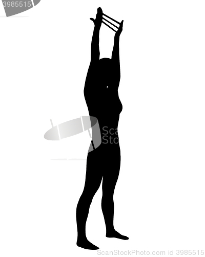 Image of Silhouette of woman doing exercises
