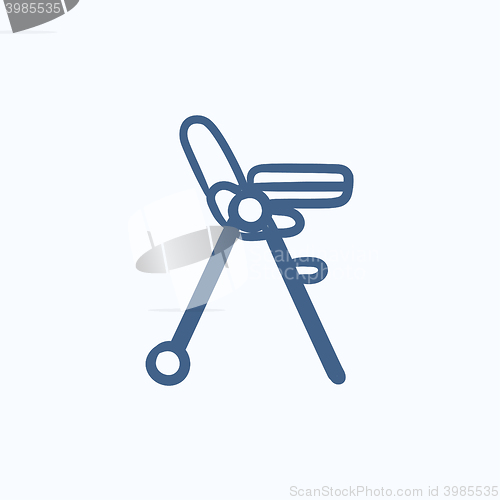 Image of Baby chair for feeding sketch icon.