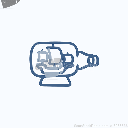 Image of Ship inside bottle sketch icon.